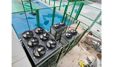 陜西子洲縣小學(xué)游泳館中廣歐特斯超低溫空氣能熱水、恒溫除濕機(jī)組